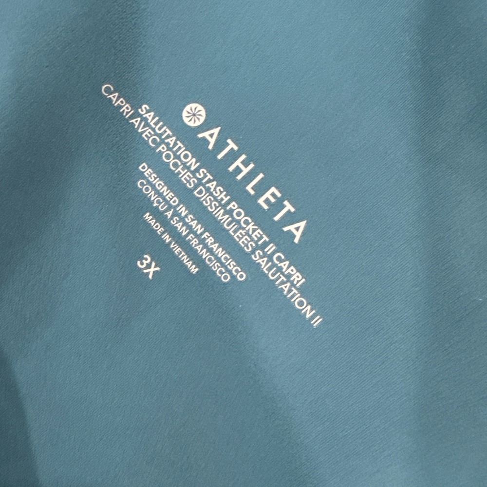Athleta Salutation Stash Pocket II Capri Womens 3X Teal Excellent Leggings - Picture 4 of 6